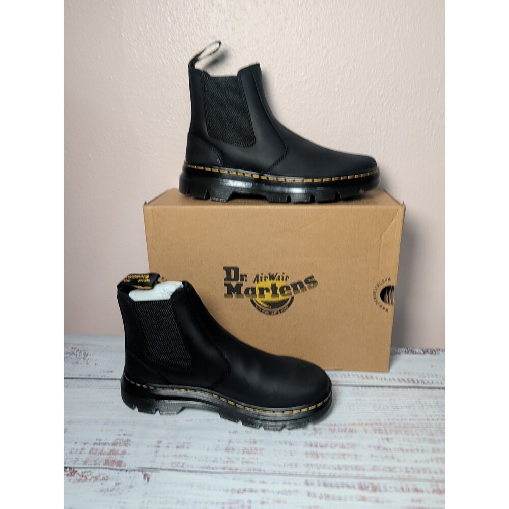 NEW Dr. Martens Embury Black Leather Pull-On Ankle Boots, Men’s 7 / Women's 8